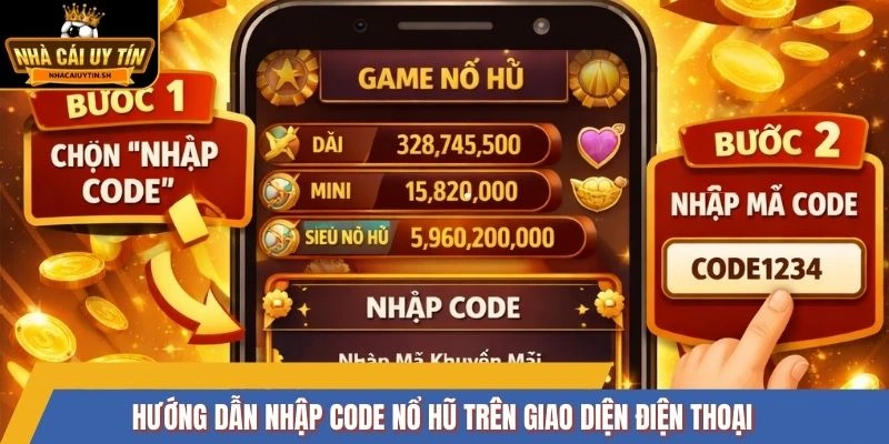 Hướng dẫn nhập code nổ hũ trên giao diện điện thoại